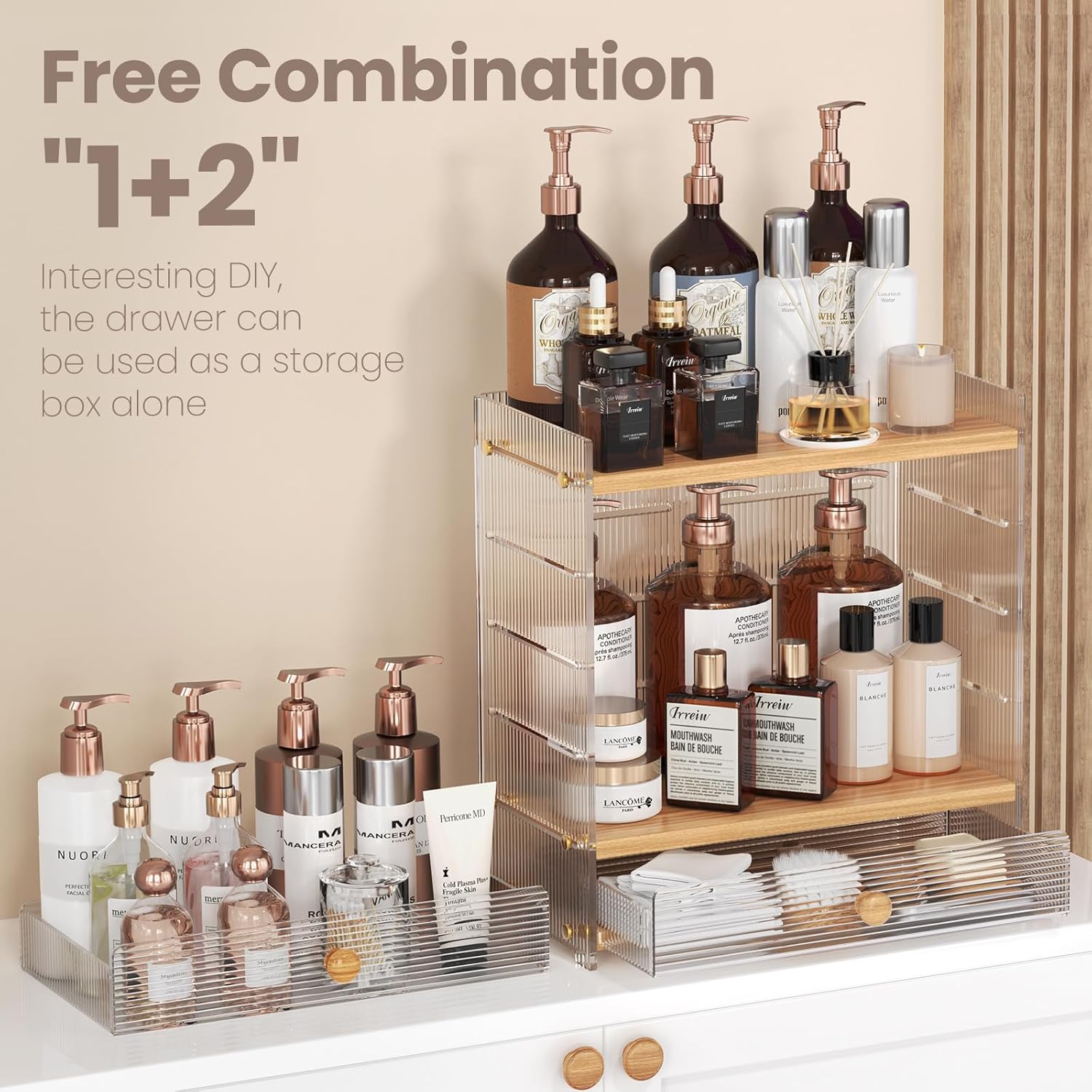 2-Tier Bathroom Organizers and Storage, Acrylic Makeup Organizer Countertop with 4 Adjustable Height, Bathroom Counter Organizer, Vanity Organizer, Perfume and Large Skincare Organizers, Ideal Gift - Image 5