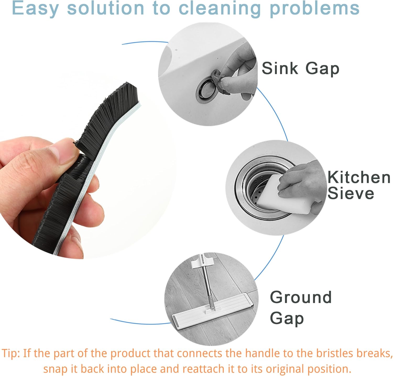 3Pcs Crevice Cleaning Brush Tool, Grout Brush Cleaning Supplies, Bathroom Cleaning Brush, Hard Bristle Crevice Cleaning Brush for Household Use - Image 3