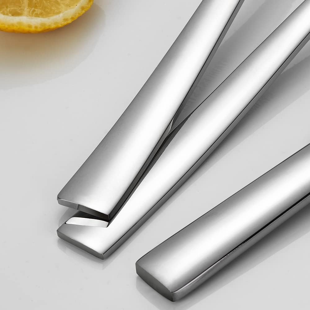 Silverware Set for 2, CXJY 10-Piece Stainless Steel Flatware Cutlery Set, Square Edge Kitchen Utensil Include Knives/Forks/Spoons, Tableware for Home/Hotel, Mirror Polished Dishwasher Safe - Image 4