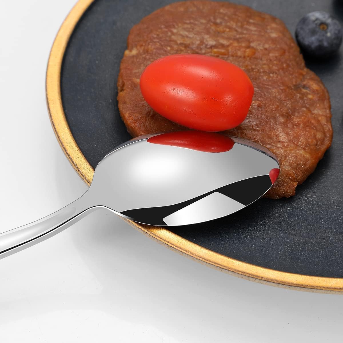 Silverware Set for 2, CXJY 10-Piece Stainless Steel Flatware Cutlery Set, Square Edge Kitchen Utensil Include Knives/Forks/Spoons, Tableware for Home/Hotel, Mirror Polished Dishwasher Safe - Image 9